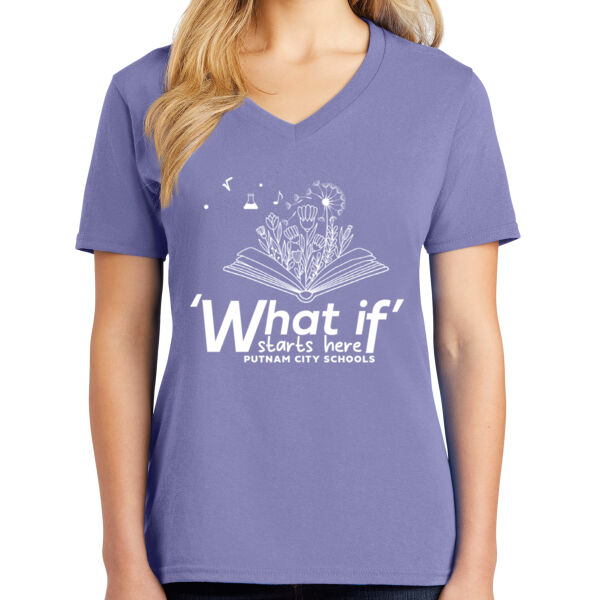 PRINTED - Port & Co™ Women's Core Cotton V-Neck Tee Thumbnail